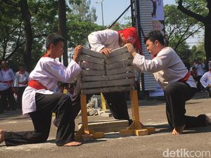 Aksi Pesilat Merpati Putih Patahkan 73 Beton di Peringatan HUT RI Aksi Pesilat Merpati Putih Patahkan 73 Beton di Peringatan HUT RI