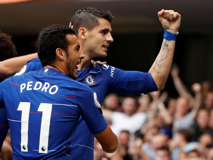 Alvaro Morata dan Pedro merayakan gol Chelsea ke gawang Arsenal (Reuters/John Sibley) Alvaro Morata dan Pedro merayakan gol Chelsea ke gawang Arsenal (Reuters/John Sibley)