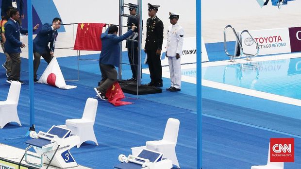 Tiang Pengerek Bendera China di Asian Games 2018 Roboh
