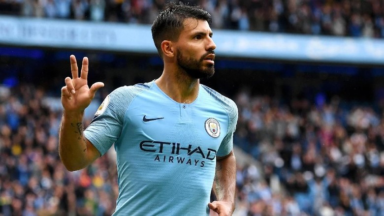 Aguero Mulai Mengejar Torehan Hat-trick Kane dan Shearer