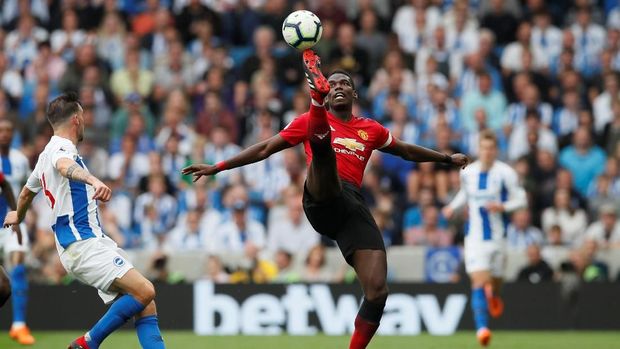 Paul Pogba tidak bisa menolong Manchester United dari kekalahan di kandang Brighton.