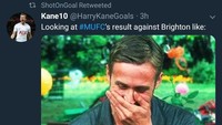 Hasil ini jelas mengejutkan...sekaligus mengundang gelak tawa mengingat Brighton musim lalu juga menumbangkan Paul Pogba dkk di tempat yang sama. (Foto: Twitter @HarryKaneGoals/ShotOnGoal)