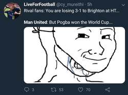 Meski Pogba mampu juara Piala Dunia bersama Prancis, nyatanya ia tak mampu membawa MU tampil oke di Liga Inggris. (Foto: Twitter @cy_mureithi)
