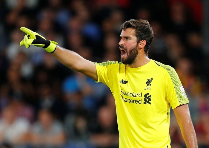 Soccer Football - Premier League - Crystal Palace v Liverpool - Selhurst Park, London, Britain - August 20, 2018 Liverpool's Alisson gestures REUTERS/Eddie Keogh EDITORIAL USE ONLY. No use with unauthorized audio, video, data, fixture lists, club/league logos or 