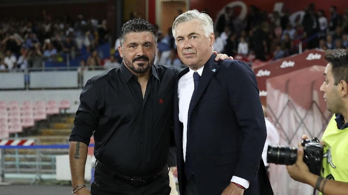 Gennaro Gattuso dan Carlo Ancelotti. (Foto: Francesco Pecoraro/Getty Images)