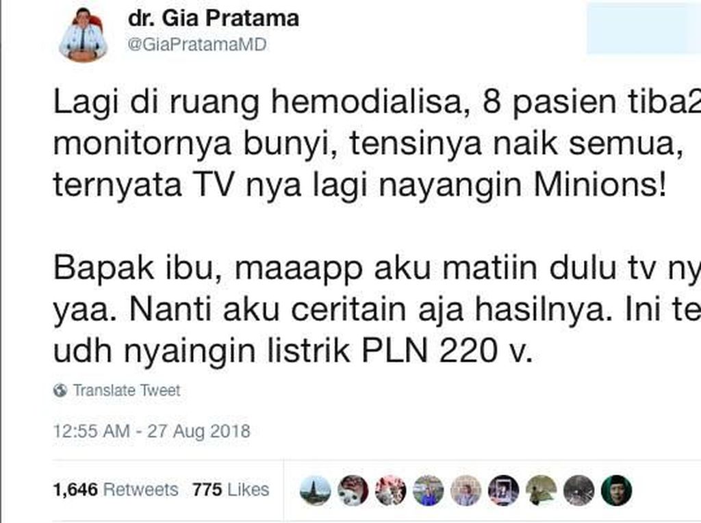 Viral Kisah Pasien Hemodialisis Tensinya Naik Gara-gara Nonton Minions Viral Kisah Pasien Hemodialisis Tensinya Naik Gara-gara Nonton Minions