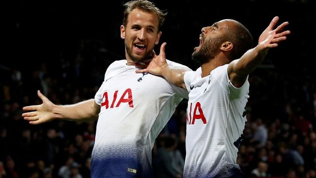 Harry Kane mencetak dua gol pada musim ini masing-masing ke gawang Fulham dan Manchester United.