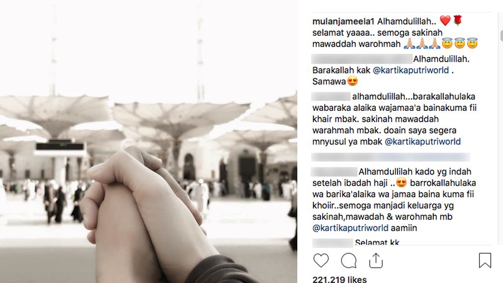 Komen di Instagram Kartika Putri, Mulan Jameela Dibully