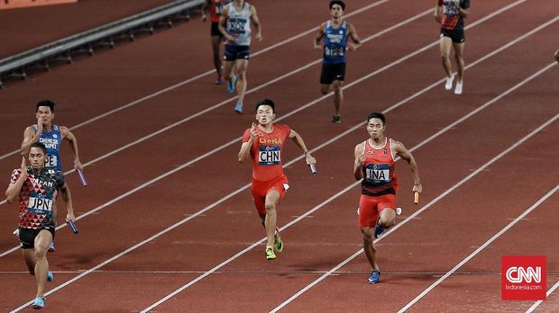 Indonesia meraih perak di cabor atletik lari estafet putra 4x100 meter