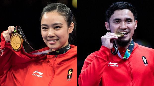 Lindswell Kwok dan Achmad Hulaefi sama-sama membela Indonesia di cabang olahraga wushu.