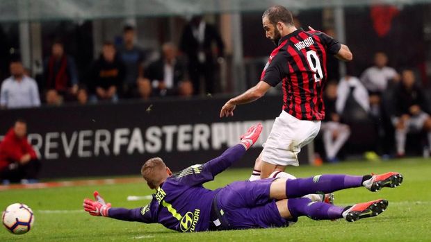 Gonzalo Higuain sedang dipinjamkan Juventus ke AC Milan musim ini.