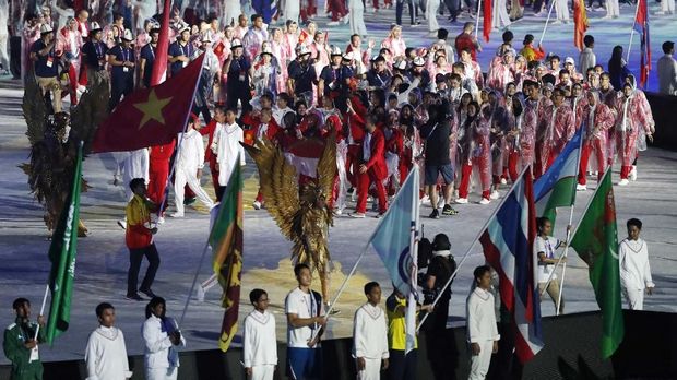 Suasana upacara penutupan Asian Games 2018. (