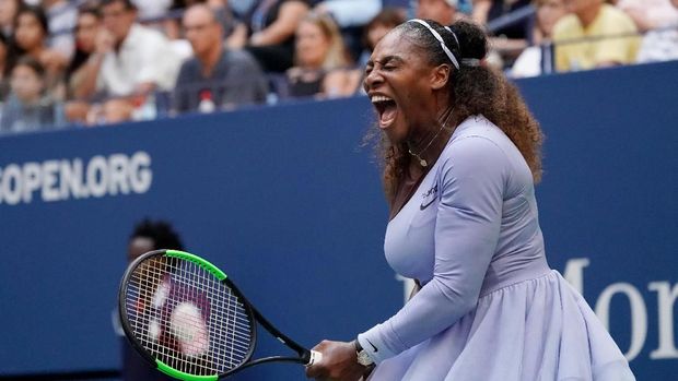 Serena Williams mengalahkan Kaia Kanepi pada babak keempat AS Terbuka 2018.