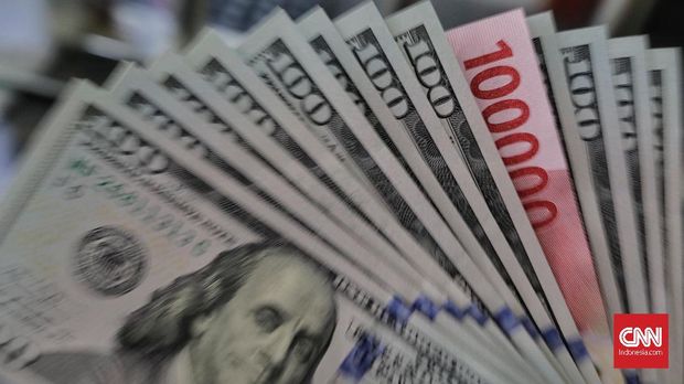 Ilustrasi rupiah dan dolar AS.
