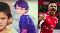 Alexis Sanchez saat di Arsenal dan dua foto amsa kecilnya (ist.)