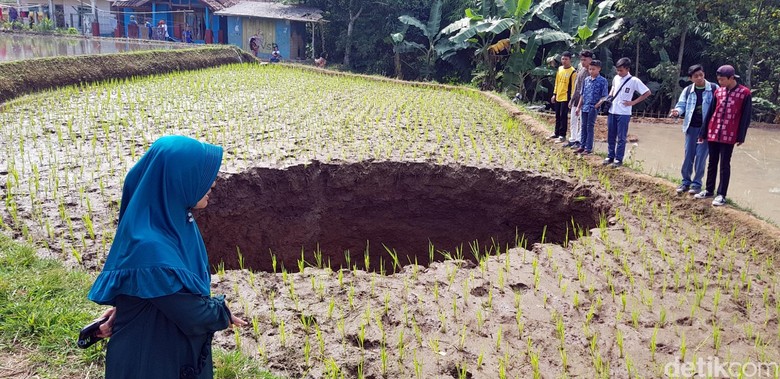 Lubang Misterius Muncul di Pesawahan Warga Sukabumi Lubang Misterius Muncul di Pesawahan Warga Sukabumi