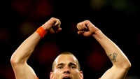 Pencapaian terbaik Wesley Sneijder di timnas Belanda adalah saat membawa negaranya ke final Piala Dunia 2010 sebelum takluk dari Spanyol. (Lars Baron/Getty Images)