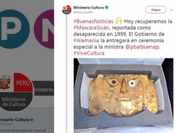 Jerman Kembalikan Topeng Pemakaman Antik Terbuat dari Emas ke Peru