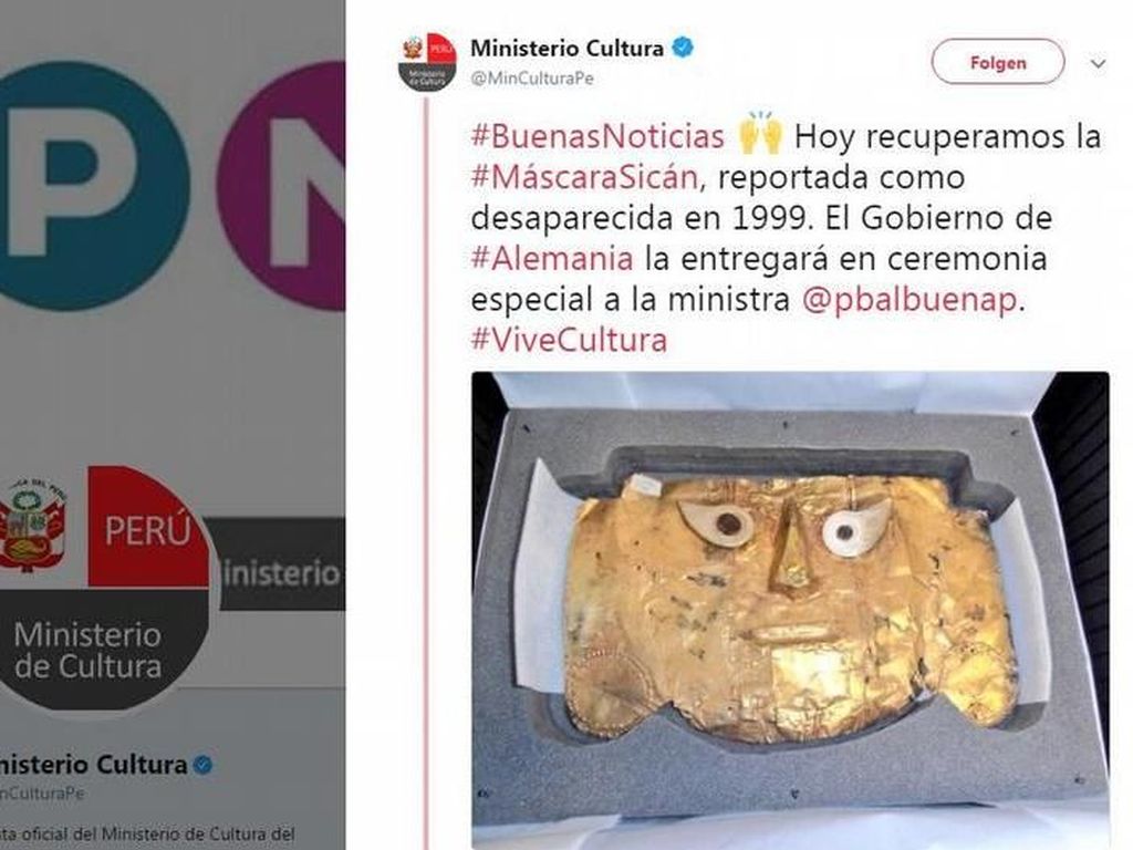 Jerman Kembalikan Topeng Pemakaman Antik Terbuat dari Emas ke Peru Jerman Kembalikan Topeng Pemakaman Antik Terbuat dari Emas ke Peru