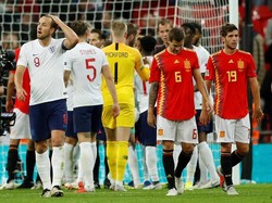 Inggris menuntaskan laga dengan kekalahan 1-2. Sempat unggul duluan lewat gol Marcus Rashford, The Three Lions kebobolan dua kali lewat gol-gol Saul dan Rodrigo. (Foto: John Sibley/Reuters)