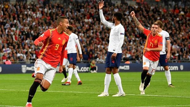 Inggris kalah 1-2 pada pertemuan pertama lawan Spanyol di Wembley.