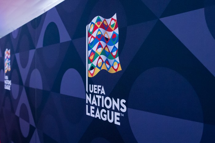 LAUSANNE, SWITZERLAND - JANUARY 24: Feature of the UEFA Nations League logo during the UEFA Nations League Draw 2018 at Swiss Tech Convention Center on January 24, 2018 in Lausanne, Switzerland. (Photo by Robert Hradil/Getty Images)