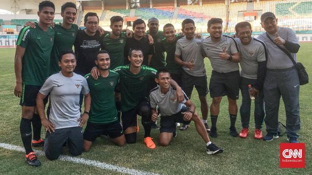 Timnas Indonesia saat melakukan persiapan jelang menghadapi Mauritius. (