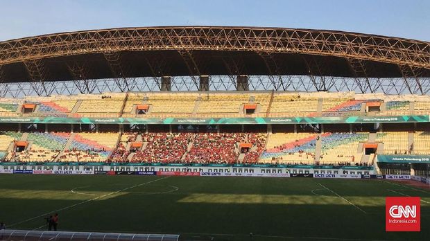 Suasana di Stadion Wibawa Mukti Cikarang pada laga Timnas Indonesia vs Mauritius. (