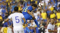 Dalam pertandingan ini, Brasil mampu menguasai pertandingan dengan 63 persen ball possession. Geoff Burke/ USA Today Sports/Reuters.