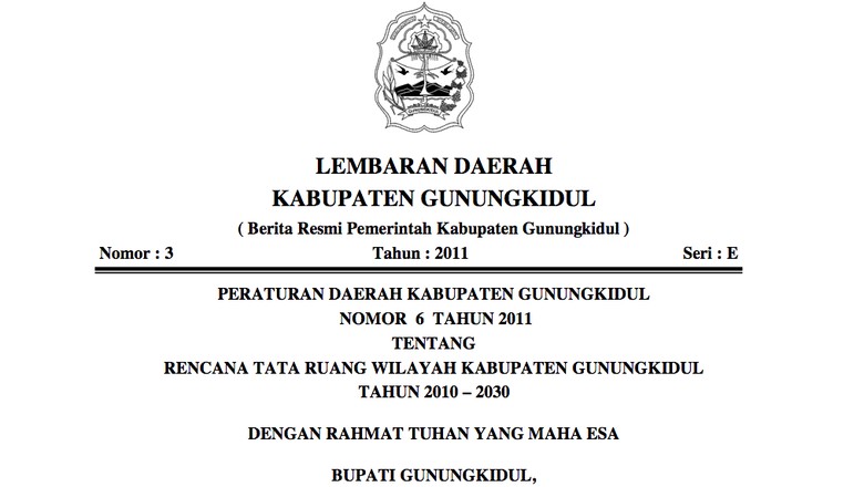 Foto: Perda RTRW Gunungkidul (dok Pemkab Gunungkidul) Foto: Perda RTRW Gunungkidul (dok Pemkab Gunungkidul)