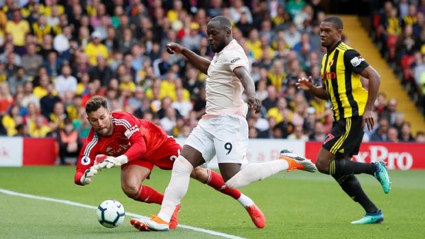 Romelu Lukaku mencetak satu gol ke gawang Watford.