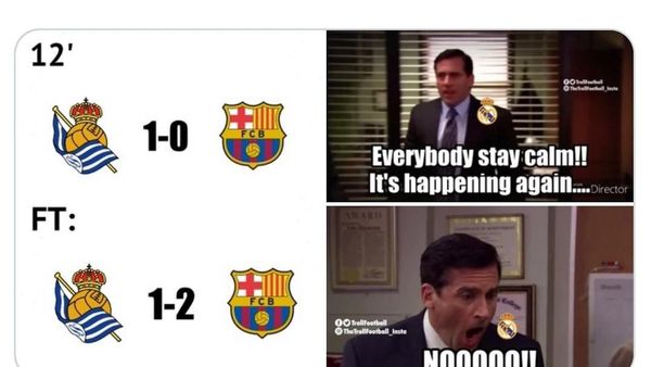 Meme Bermunculan Usai Barcelona Menang dan Real Madrid Imbang