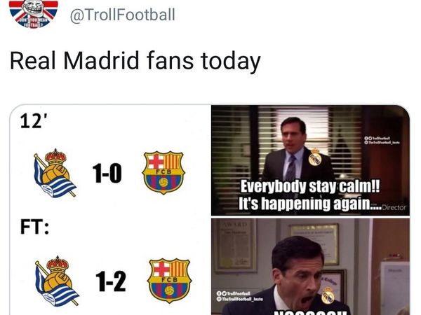 Meme Bermunculan Usai Barcelona Menang dan Real Madrid Imbang