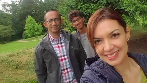 Najwa Shihab bersama suami dan anaknya