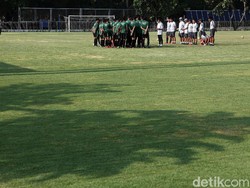Suasana latihan Timnas U-19 di Lapangan Timnas, GBK Senayan, Jakarta.