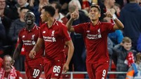 Firmino padahal main sebagai pengganti mengingat dia baru saja mengalami cedera mata di laga kontra Tottenham Hotspur. Firmino sudah terlibat gol dan assist di lima dari enam pertandingan Si Merah musim ini (Phil Noble/Reuters)