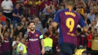 Lionel Messi tentu saja wajib masuk dalam Best XI matchday I. Di laga pembuka musim dia langsung bikin hat-trick. (Sergio Perez/Reuters)
