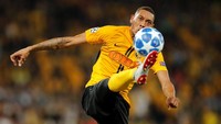 Guillaume Hoarau mengontrol bola. REUTERS/Arnd Wiegmann.