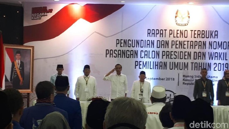 Jokowi Nomor Urut 1, Prabowo Nomor 2 di Pilpres 2019