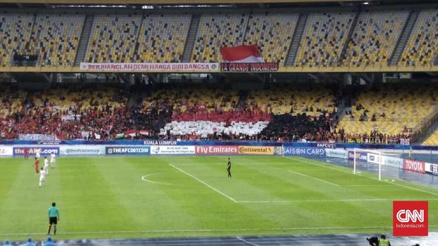 Suasana pertandingan Indonesia U-16 melawan Iran di Stadionj Bukit Jalil. (