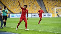 Bagus Kahfi mencetak gol pembuka keunggulan Timnas Indonesia atas Iran di Piala Asia U-16. (