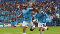 Bernardo Silva menjadi pencetak gol lain di pertandingan perdana itu. Dia menggandakannya saat menghadapi Cardiff pada 22 September. (Andrew Boyers/Reuters)