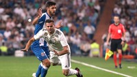 Dalam pertandingan pekan keempat Liga Spanyol di Santiago Bernabeu, Minggu (23/9/2018) dini hari WIB, Madrid mengistirahatkan sejumlah pemain. Marcelo, Toni Kroos, dan Gareth Bale tak diturunkan sejak menit pertama. REUTERS/Susana Vera.