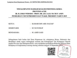 Beredar 2 SK Tim Kampanye Jokowi di Aceh