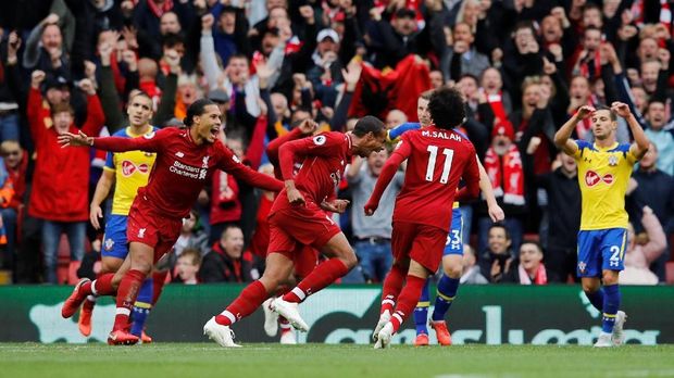 Liverpool menang 3-0 atas Southampton pada pertemuan pertama di Liga Inggris musim ini.