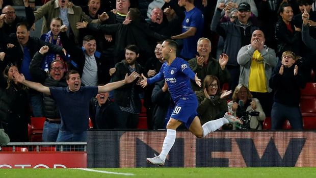 Eden Hazard sudah mencetak 10 gol di Liga Inggris 2018/2019.