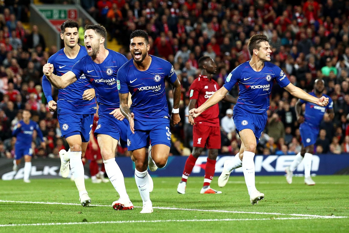Chelsea saat mengalahkan Liverpool di babak ketiga Piala Liga Inggris (Jan Kruger/Getty Images)