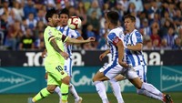 Lionel Messi pun kesulitan mengkreasi serangan menghadapi pertahanan dalam Leganes. Barcelona pun pulang dengan tangan hampa dari markas Leganes. (Foto: Sergio Perez/REUTERS)