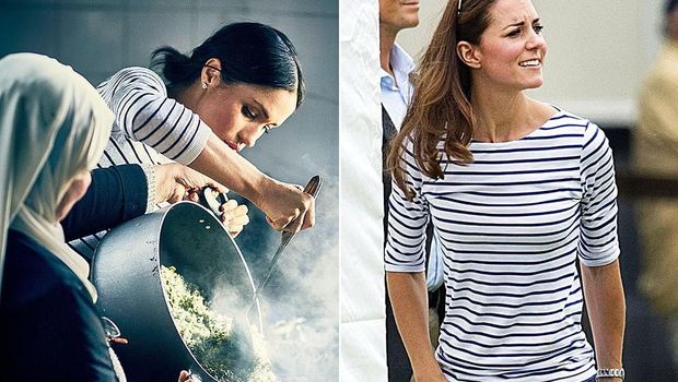 Meghan Markle dan Kate Middleton pakai kaus yang sama.