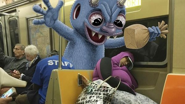 Keren! Doodle Monster di Subway yang Tampak Nyata